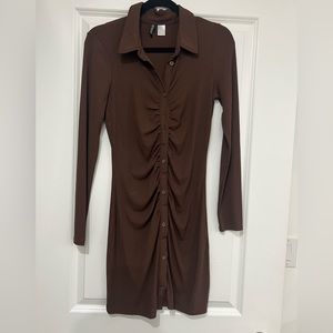 Brown button down long sleeve H&M dress